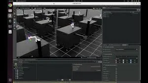 Simulation of robot arms at tables