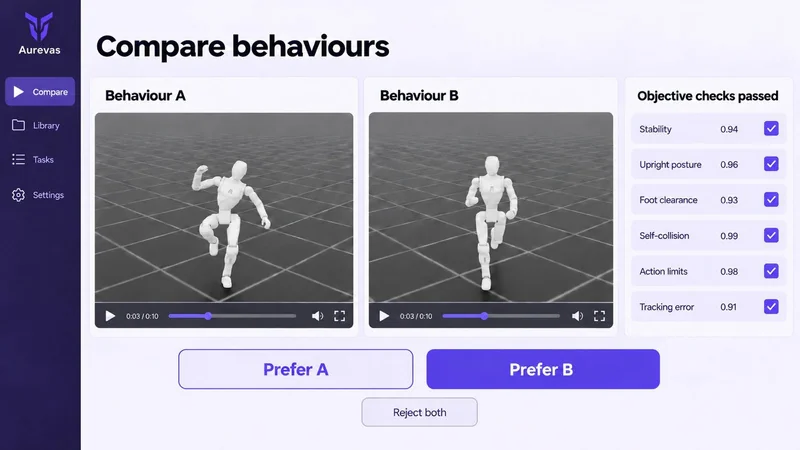 Aurevas compare behaviours screen